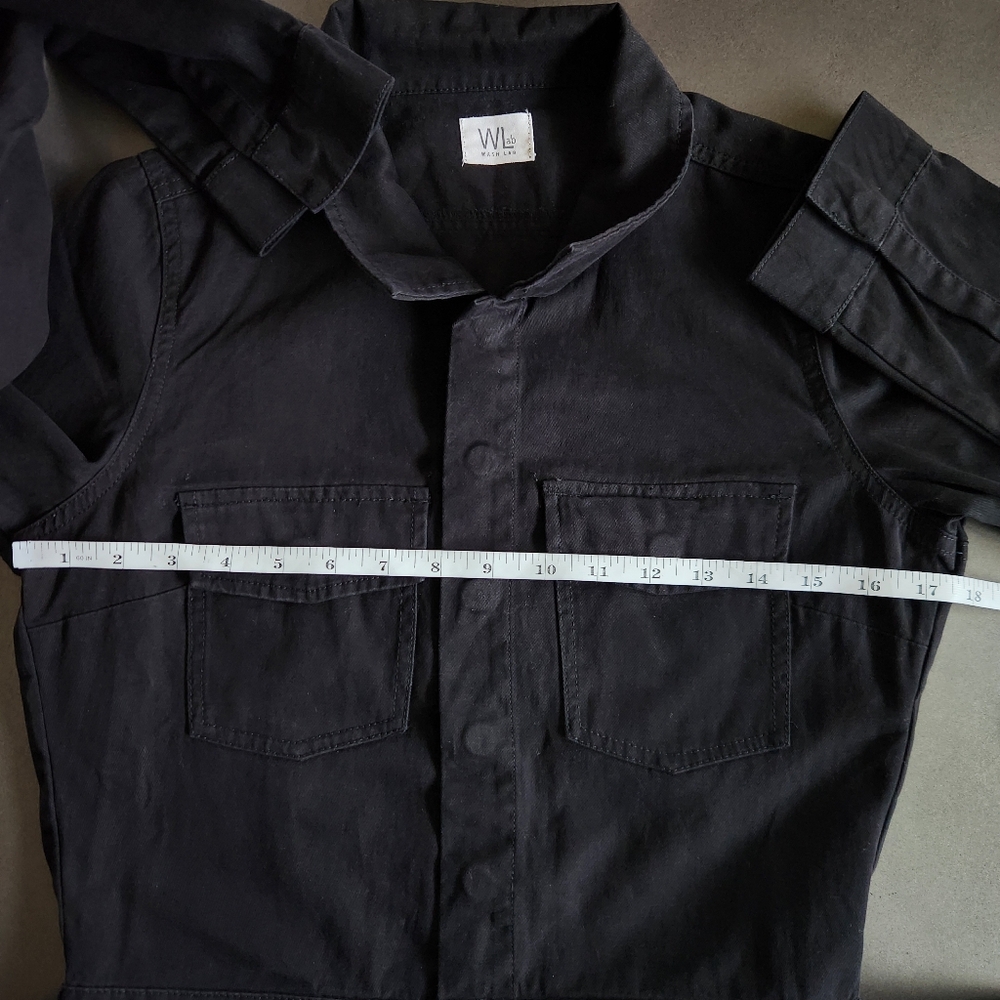 Wash Lab Womens Long Sleeve Black Hi-Bar Denim Jumpsuit Size Small - Picture 9 of 13